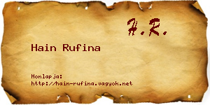 Hain Rufina névjegykártya